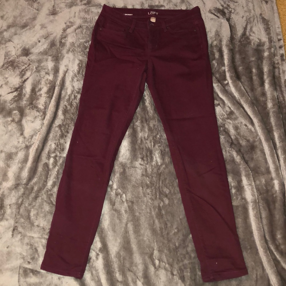 Ann Taylor LOFT Maroon Skinny Jeans